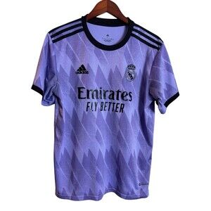 Adidas Real Madrid 2022/23 Away Jersey Purple Black Men's Size Large